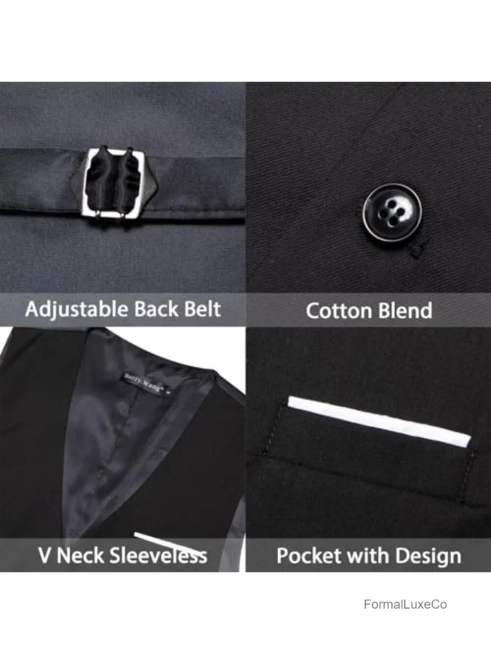 Slim Fit V-Neck Suit Vest with Pockets for Wedding & Party